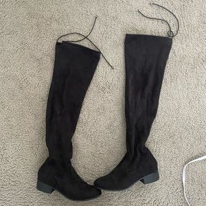 Black thigh high boots